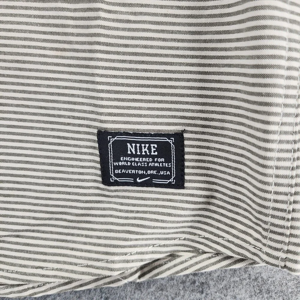 Nike Shirt Boys XL 13-15 yrs Button Up Hooded Green Striped